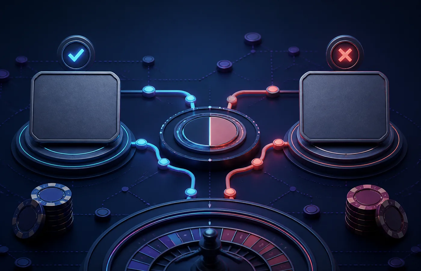 ক্যাসিনো থিমে নাম, পেজ ও গন্তব্যের সামঞ্জস্য দেখানো চিত্র